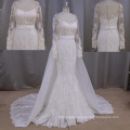 Mermaid Beading Lace Long Sleeve Detachable Train Wedding Dress